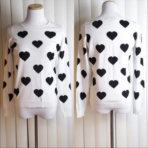 B&W crewneck heart sweater